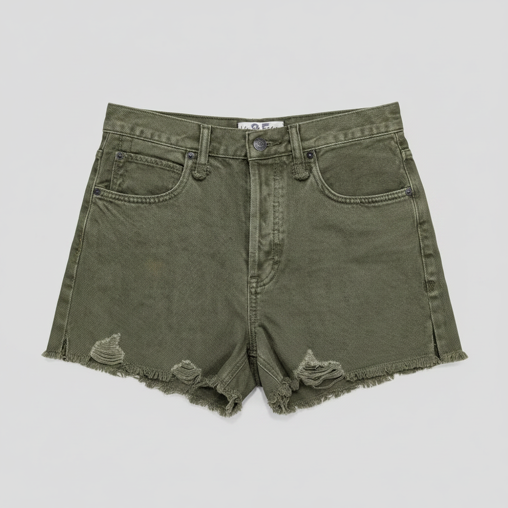 Distressed Olive Denim Shorts 25, New!