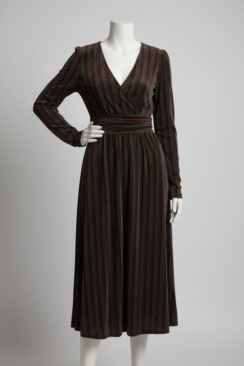 Boden Metallic Stripe Long Sleeve Sweater Dress 14