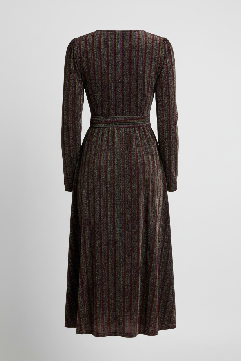 Boden Metallic Stripe Long Sleeve Sweater Dress 14